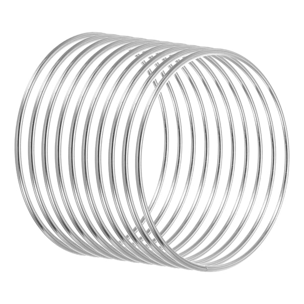 Uxcell 10 piezas Anillos Atrapa Sueños, Aro Floral de Macramé de Metal Tono Plateado de 4 pulgadas