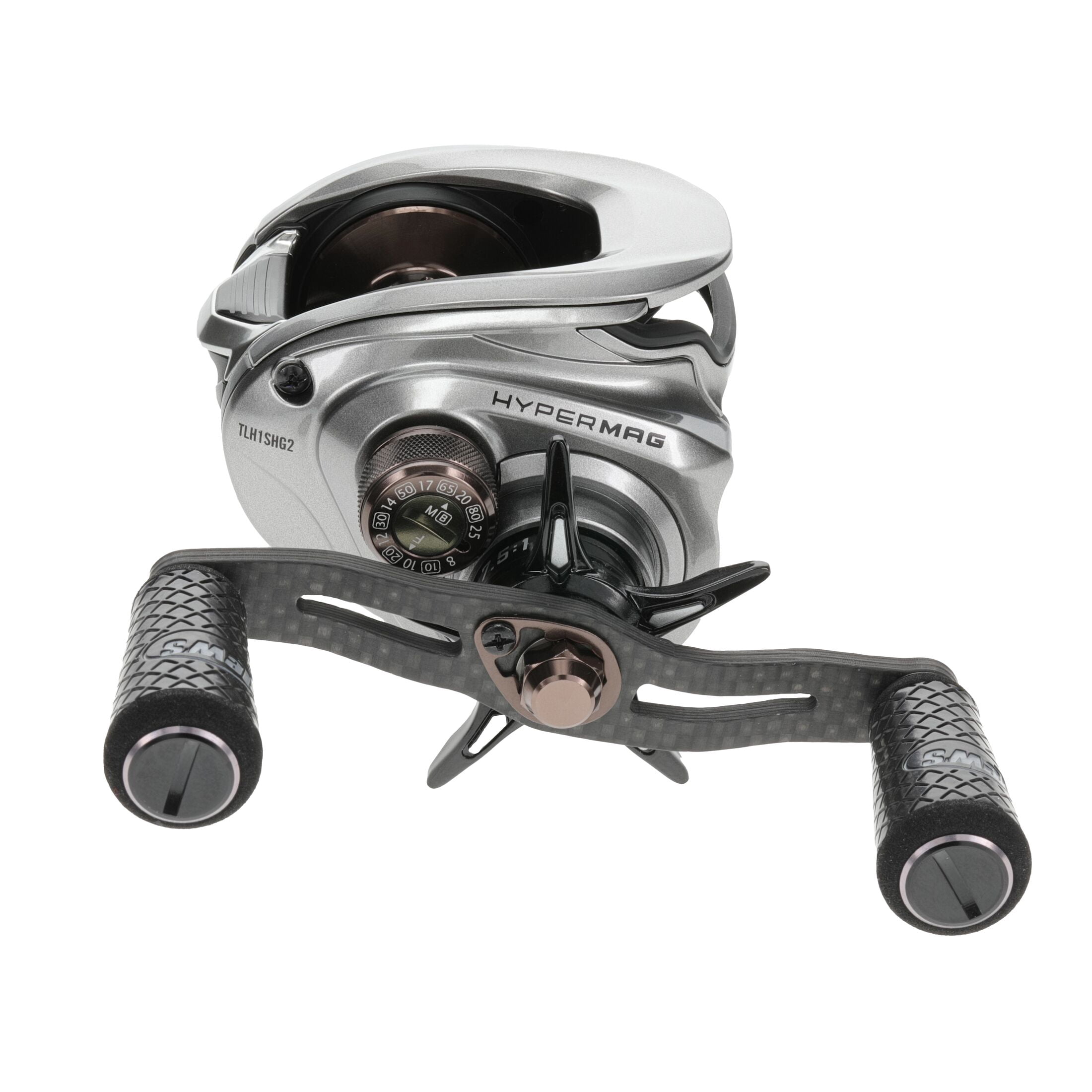 Team Lew’s HyperMag Baitcast Fishing Reel, 7.5:1 Gear Ratio, Right-Hand Retrieve, Silver