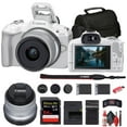 thumbnail image 1 of Canon EOS R50 Mirrorless Camera with 18-45mm Lens (White) (5812C012) + 64GB Memory Card + Bag + Charger + LPE17 Battery + Card Reader + Memory  Wallet + Cleaning Kit (International Model), 1 of 8