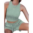 thumbnail image 2 of Diconna Ensemble de Shorts pour Femmes, Débardeur Sans Manches à Col Rond avec Shorts Unis Tenue d'Été pour Quotidien Fête, 2 of 4