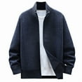 thumbnail image 2 of gbyLJF Men's Knitted Jacket Casual Loose Solid Color Long Sleeve Full Zipper Top Fleece Warm Stand-up Collar Sweater, 2 of 5