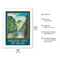 thumbnail image 2 of Wanganui River New Zealand - Gorge Boat Paddling - Vintage Travel Poster by John Holmwood c.1930 - Bamboo Fine Art 290gsm Paper Print (Unframed) 18x24in, 2 of 4