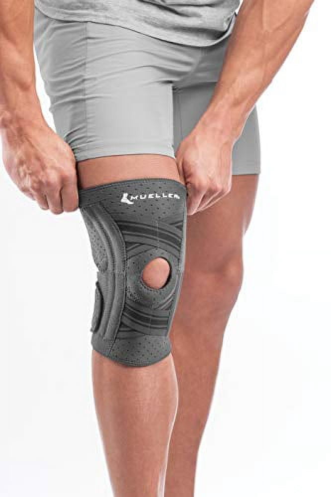 Mueller Comfort Plus Knee Stabilizer, Gray, Medium/Large | Stabilizing Knee Brace