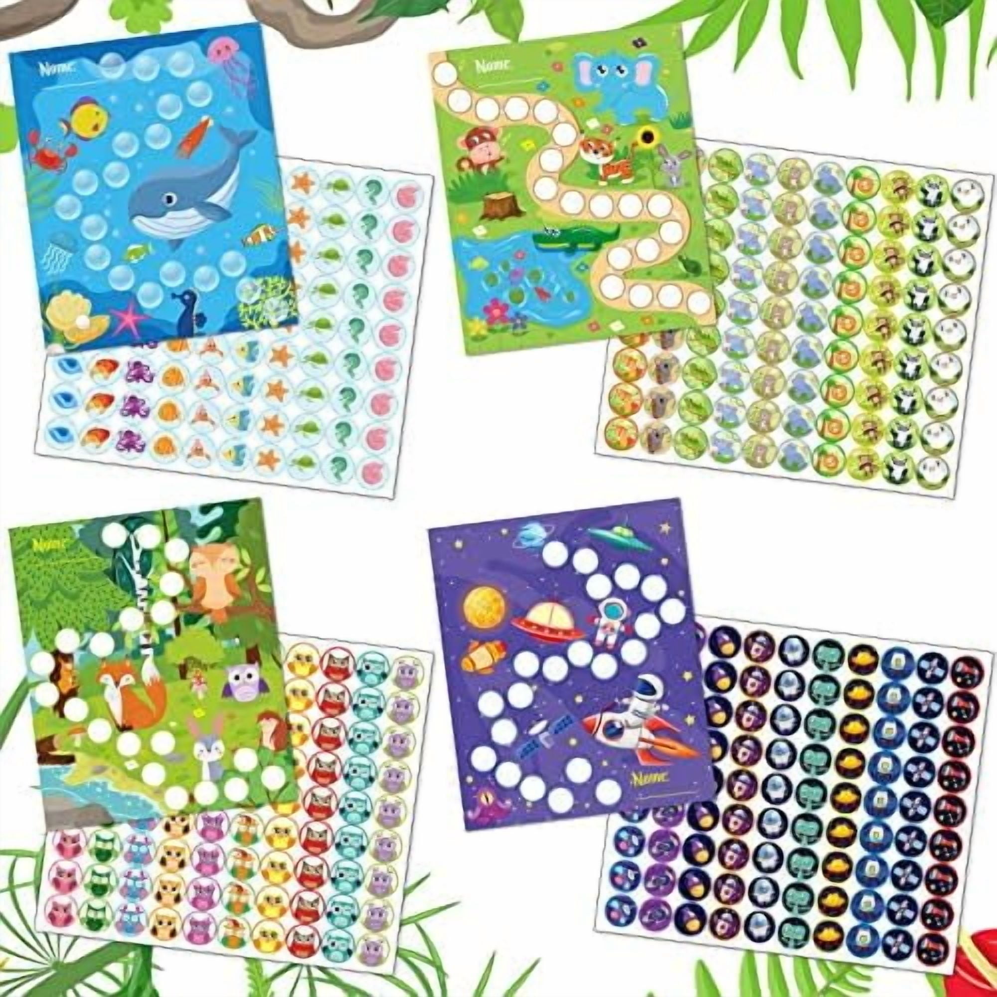 100 Pieces Sticker Charts for Kids Incentives Reward Chart for Kids Behavior in 4 Designs with 2160 Mini Animal Stickers Dry Erase Chore Chart for Classroom Teaching or Home Using$$Office