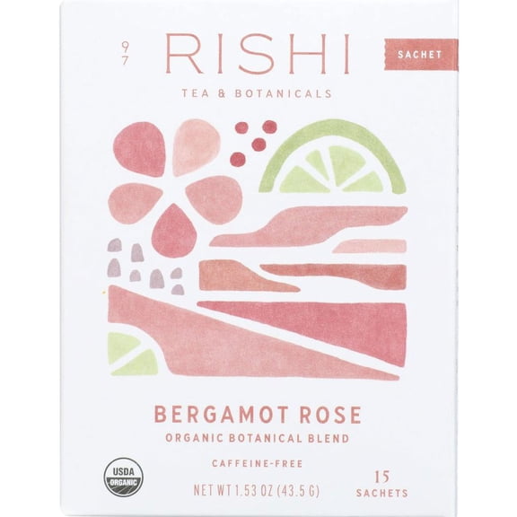 Rishi Caffeine-Free Sachet Bergamot Rose Tea 15 Each