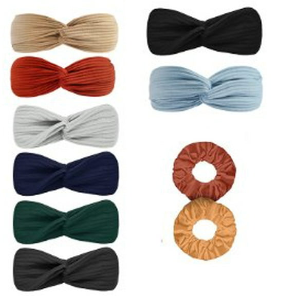 TIFOR 8 Pack Knotted Headbands for Women Criss Cross Head Wrap Non Slip Boho Headband Twisted Elastic Hair Accessories