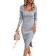 thumbnail image 1 of Vestido Vestido de manga larga para mujer Vestido de suéter ajustado con jersey de punto informal (Gris M) Ygjytge Gris T M para Mujer, 1 of 8