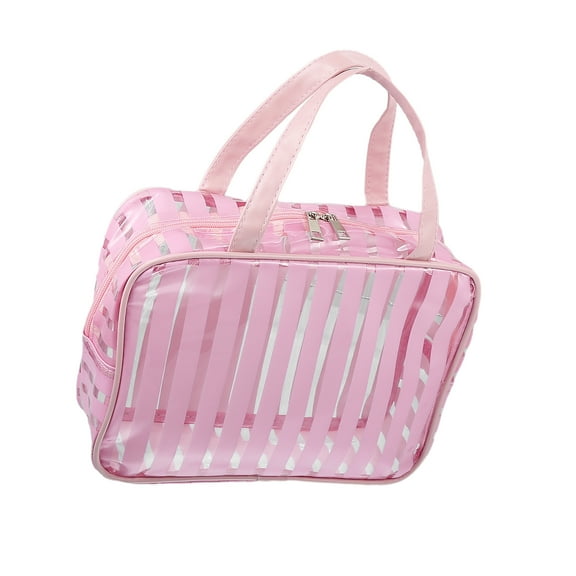 Vocoste Clear Toiletry Bag Transparent Makeup Bag Travel Zipper Cosmetic Organizer for Women 10.43"x3.15" Pink