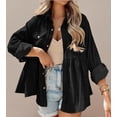 thumbnail image 5 of Womens Corduroy Peplum Shirts Tops Cute Long Sleeve Button Down Blouses with Pockets, 5 of 5