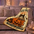 thumbnail image 6 of Halloween Hugs Pumpkin with Ghosts and Candy, Cheerful Vintage Style for Halloween Lovers, Cozy Sweet Treat Quote, Flannel Blanket for Playroom and Bedroom, Halloween Gift and Spooky Home Decor, 6 of 9