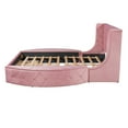 thumbnail image 4 of Queen Size Upholstered Platform Bed, Storage Velvet Bed Frame with Wingback Headboard,1 Big Drawer and 2 Side Storage Stool,Modern Comfy Tufted Bed for Bedroom Guestroom,Pink, 4 of 9