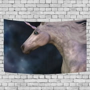 MYPOP Grey Unicorn Stars Universe Tapestry Wall Hanging Decoration Home Decor Living Room Dorm 60x51 inches