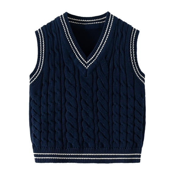 fatyb Sweater Vest for Boys Girls V Neck Cable Knit Kids School Uniform Vest Sleeveless Dress Pullover