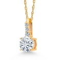 thumbnail image 3 of Gem Stone King 10K Yellow Gold White Moissanite and White Lab Grown Diamond Pendant Necklace for Women (0.55 Cttw, Round 5MM, Gemstone, with 18 inch Chain), 3 of 5