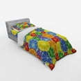 thumbnail image 3 of Ambesonne Abstract Bedding Set 4 Pcs, Tropic Orange Fruit, Queen, Yellow Blue Green, 3 of 3