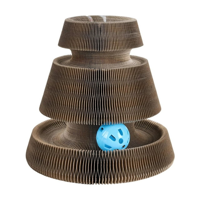 Interactive Foldable Cat Scratcher Toy Adorable Kitty Curls Cardboard Plaything For Indoor And Durable