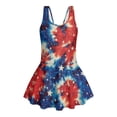 thumbnail image 4 of Tutolipy Tie-Dye American Flag Star Pattern Girls One Piece Swimsuit with Skirt, Soft Bathing Suits Dresses, Built-in Liner for Beach, Size 6-7 Years, 4 of 8