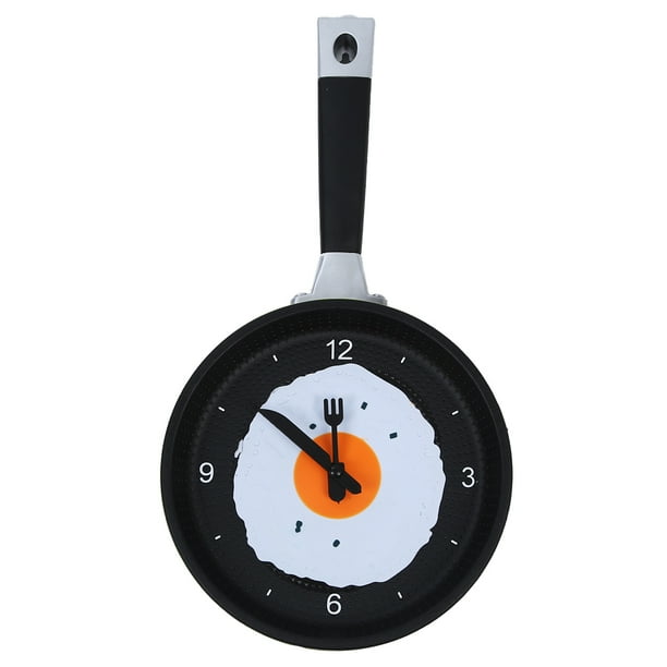 Frying Pan Clock with Fried Egg Novelty Hanging Kitchen Cafe Wall Clock Kitchen Green