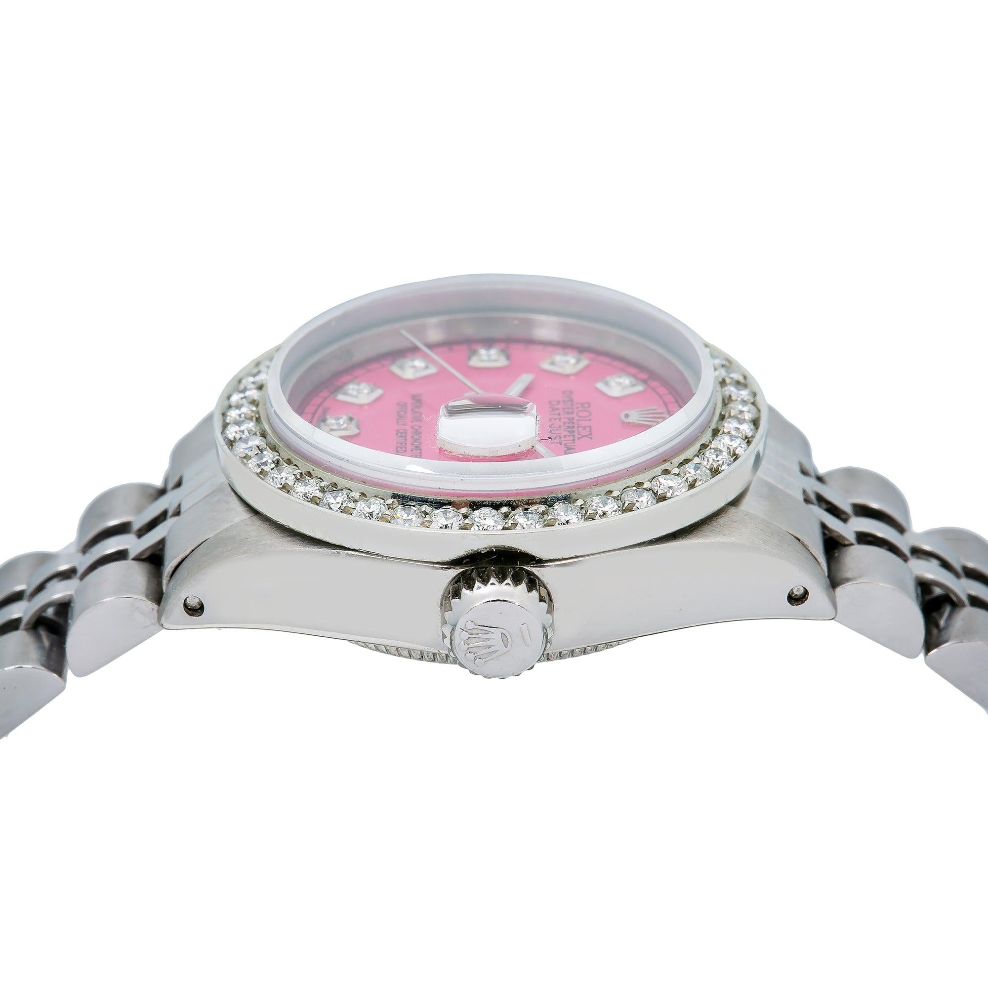 Rolex Datejust ref 6916 26mm two tone band pink dial diamond bezel, mildly used Pre-Owned Rolex Oyster Perpetual Datejust 6916 26mm, Pink  main image 4