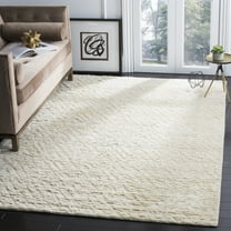 SAFAVIEH Manhattan Ekaterina Geometric Wool Shag Area Rug, Ivory, 6' x 9'