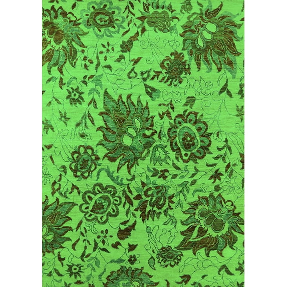 Ahgly Company Indoor Rectangle Oriental Green Industrial Area Rugs, 3' x 5'