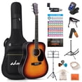 thumbnail image 1 of ADM Dreadnought Kit de guitarra acústica con lección gratuita para principiantes, adultos, adolescentes, tamaño completo, guitarra acústica, juego de iniciación con bolsa, correa, afinador, capo, golp, 1 of 5
