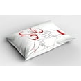 thumbnail image 2 of Ambesonne Engagement Pillow Sham 2 Pack, Clinking Flute Glass, 26"x20", Scarlet and Pale Grey, 2 of 3
