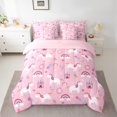 thumbnail image 2 of Castle Fairy Cartoon Unicorn 7-Piece Twin Bedding Sets for Girls Kids,Princess Castle Bedding Comforter Set,Girly Flower Rainbow Breathable Sheet Sets,Super Cozy Room Decor, 2 of 8