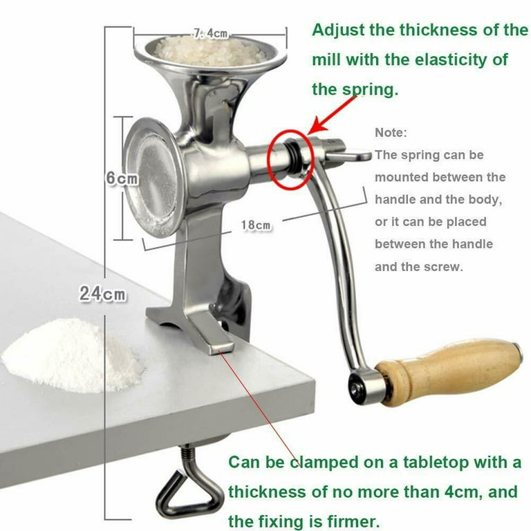 H-YEEU Grain Mill Hand Crank,Stainless Steel Manual Food Grinder  Table Clamp Corn Grinder Mill with Fineness Adjustable Spring for Wheat  Grain Oats Coffee Spice Nut Herbs Grinder Mill : Home 
