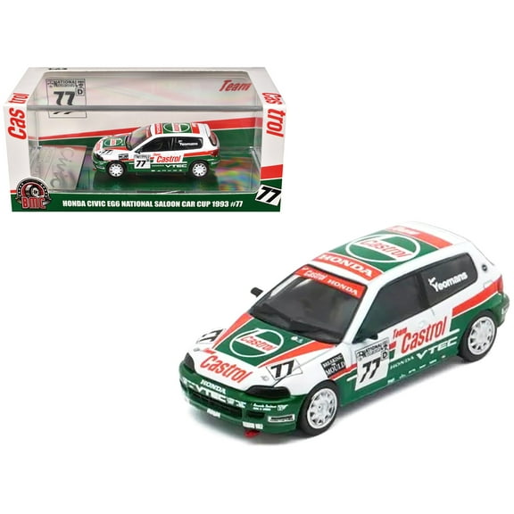Honda Civic EG6 RHD (Right Hand Drive) #77 Team Castrol "National Saloon Car Cup" (1993) 1/64 Diecast Model Car by BM Creations