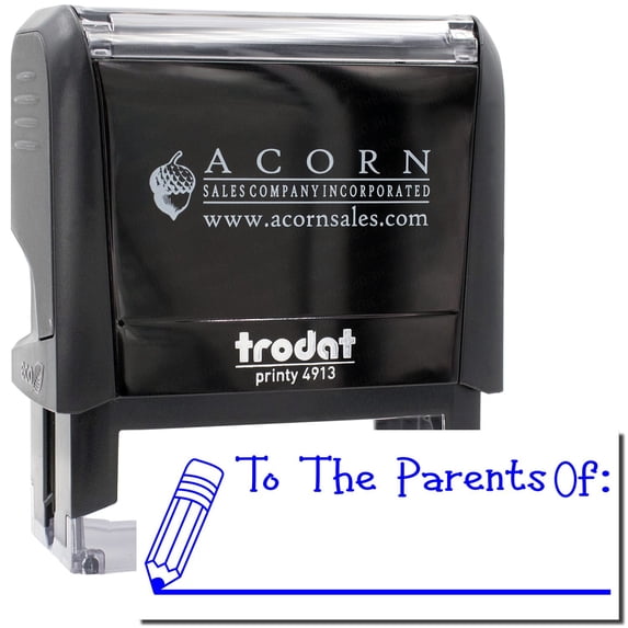 Large Self-Inking To The Parents Of with Line Stamp, Trodat Printy 4913, Press and Print Stamping, Impression Size 7/8" x 2-1/4", Up to 10,000 Impressions - Blue Ink