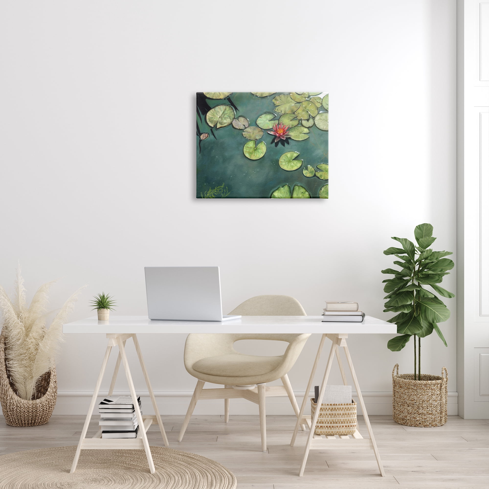 Stupell Industries Pond Lily Lotus Blossom Floating Peaceful Botanicals Painting Gallery Wrapped Canvas Print Wall Art, Design by David Stribbling