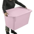thumbnail image 4 of Sterilite 114 Liter Tote, Large Plastic Storage Bin with Snap-on Lid, Stackable, Pink, 4 of 5