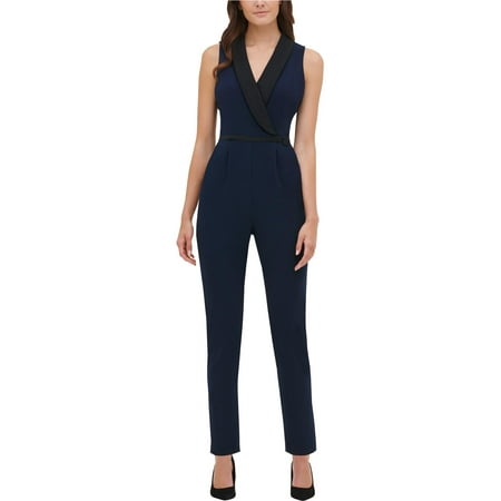 Tommy Hilfiger Womens Knit Sleeveless Jumpsuit Navy 8