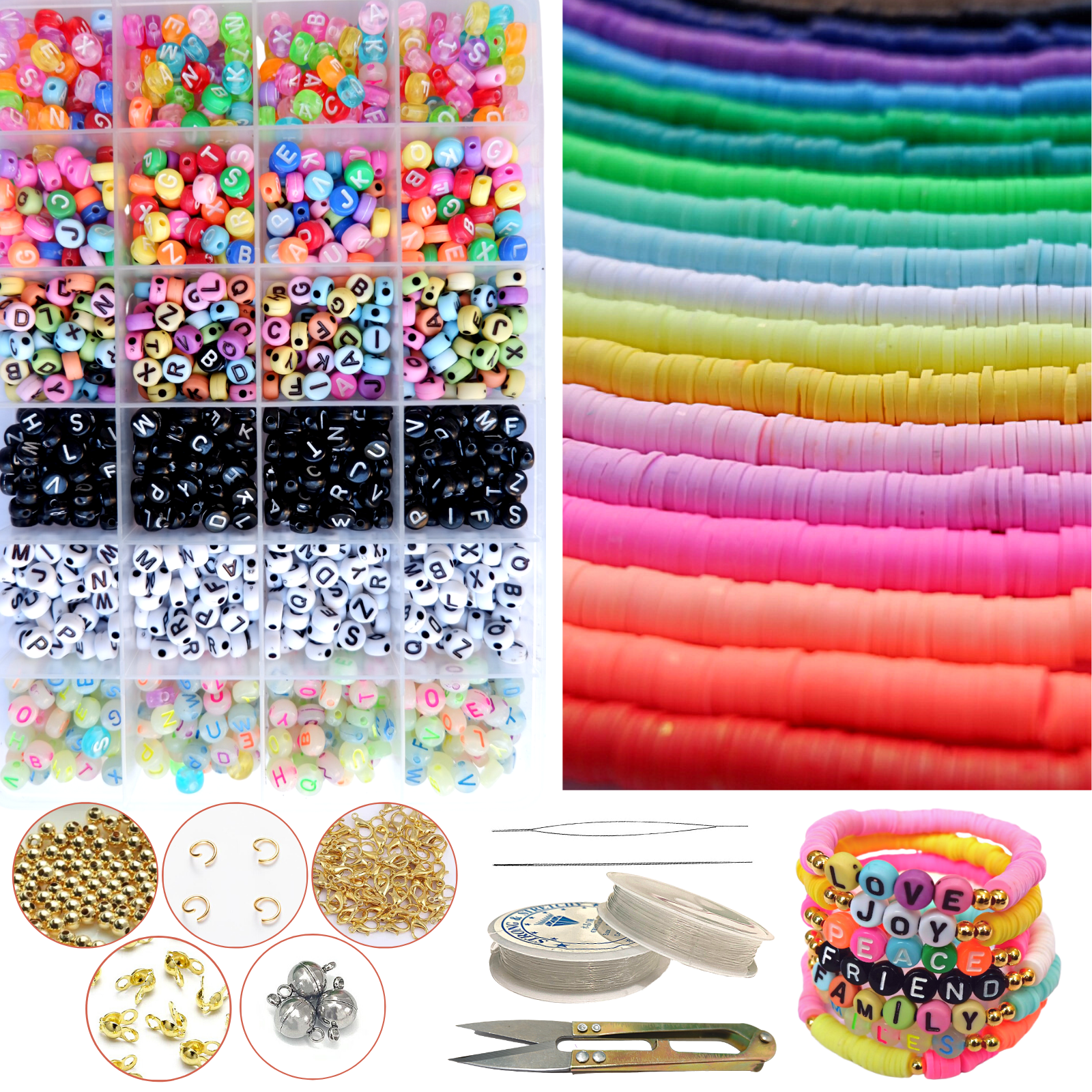Beads for Bracelets Polymer Clay Beads Spacer Beads for Jewelry Bracelet Making kit Beads for Jewelry Making DIY Necklace Making kit Jewelry Making kit DIY Heishi Jewellery Charms |