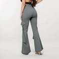 thumbnail image 2 of Fiaer,Cargo Flare Yoga Pants for Women,Ladies Slim Fit Trendy Trousers,Women's High Waist Stretch Pocketed Joggers for Running Hiking Outdoor Activity Grey L, 2 of 9