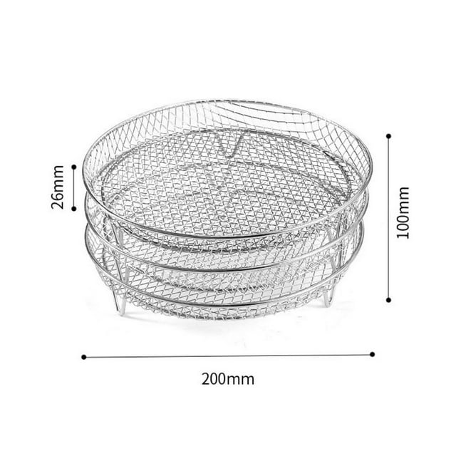 Upgrade Fryer Rack Three Stackable Dehydrator Racks For Airfryer Stainless Steel Round Fryer Rack All 4.2QT - 5.8QT FryerOven Press Cooker