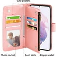 thumbnail image 3 of Phone Case for Samsung Galaxy S22 Plus S22+ 5G Wallet Cover with Tempered Glass Screen Protector and Flip Credit Card Holder Cell Accessories S22+5G S22plus 22S + S 22 22+ Women Men Rose Gold, 3 of 8