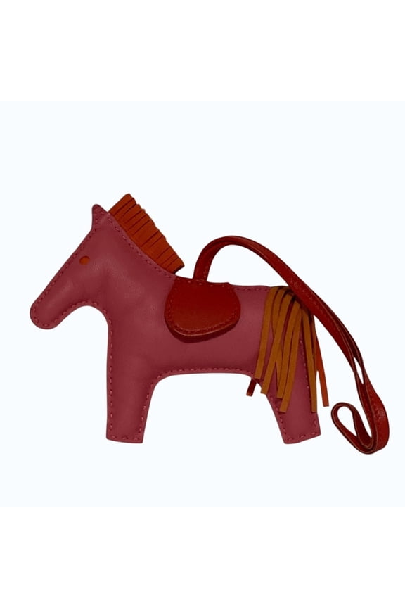 Pre-Owned HERMES Rodeo Charm MM Agneau Milo Rose Azalee Orange Poppy Women's