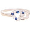Blue and Clear Crystal Swarovski 18kt White Gold-Plated Sterling Silver Kids' Heart Ring