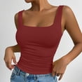 thumbnail image 6 of longantii Womens Square Neck Tank Tops Crop Summer Basic Going Out Tops Tight Crop Ruched Fashion Clothing 2026 Wine M, 6 of 7