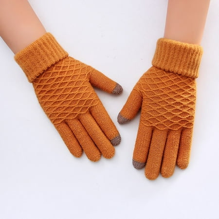 

Mens Gloves Outdoor Gloves Winter Womens Gloves Warm Gloves for Women Work Gloves Men Driving Mens Gloves Women s Thickened Autumn and Winter Warm Knitted Touch Screen Gloves Yellow One Size