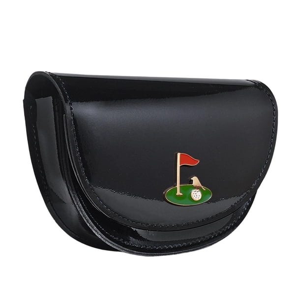 Estuche para telémetro de golf, riñonera impermeable y ligera de piel sintética para hombre. Negro
