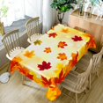 thumbnail image 5 of 60x84inches Fall Rectangle Tablecloth Orange Watercolor Maple Leaf Print Table Cloth Oil Proof Polyester Fabric Table Cover for Farmhouse Autumn Thanksgiving Kitchen Dining Room Home Decor, 5 of 7