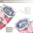 thumbnail image 5 of Strawberry Bow 40 Oz Tumbler with Handle Lid and Straw, Stainless Steel Double Walled Vacuum Insulated Cup, Cute Anniversary Wedding Birthday Gifts Tumbler for Women Men Friends Outdoor Indoor, 5 of 7