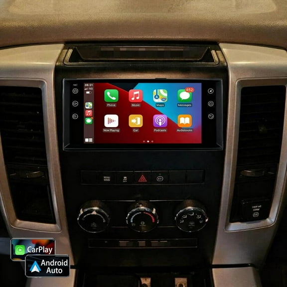 Molaner 7 inch Android Car Stereo for RAM 1500 2009-2012 Fit for Wireless Apple Carplay Android Auto Car Radio Bluetooth Head Unit Touch Screen GPS Navigation, 2 32G