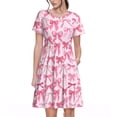 thumbnail image 1 of Fotbe Pink bows Vestido Largo de Moda para Mujer, Vestido Tipo Camiseta con Manga Corta y Estilo Casual a Rayas y Bloques de Color, 1 of 6