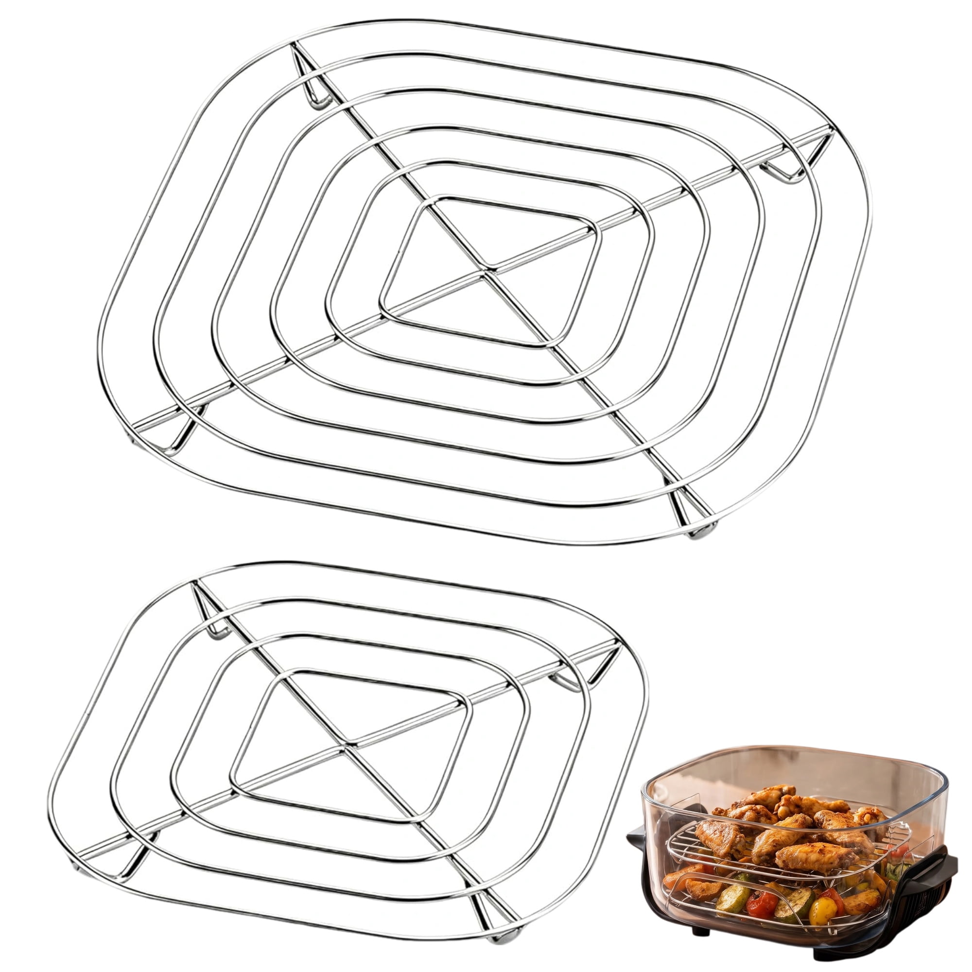 2PCS Crisper Stainless Steel Rack Compatible with Ninja Glass Air Fryer, Air Fryer Accessories for Ninja Crispi Air Fryer FN101 Ninja Crispi Pro Air Fryer AS101
