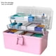 thumbnail image 1 of Caja de almacenamiento de pastillas, 3 capas, gran capacidad, estuche de cosméticos para el hogar, organizador de artículos diversos de plástico, estilo realzado, rosa Advancent HA004344-04B, 1 of 7