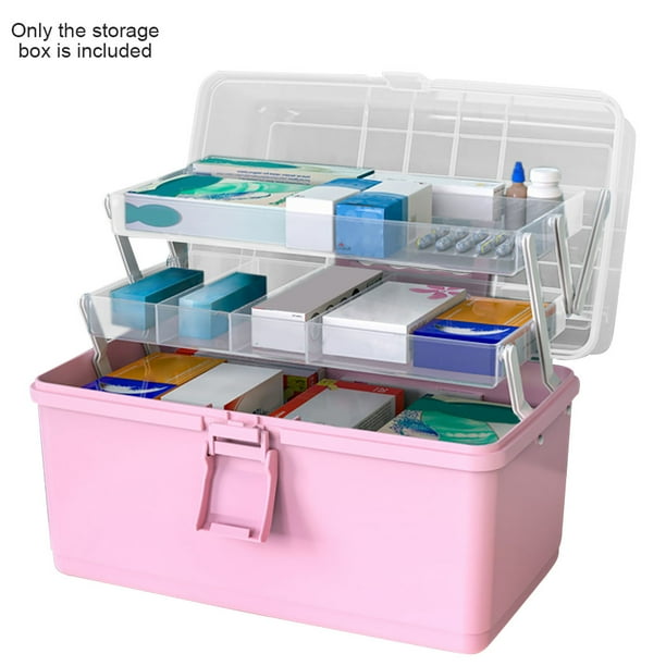 Caja de almacenamiento de pastillas, 3 capas, gran capacidad, estuche de cosméticos para el hogar, organizador de artículos diversos de plástico, estilo realzado, rosa Advancent HA004344-04B